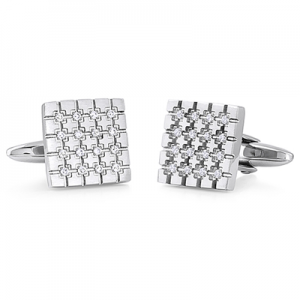 Stainless Steel Square Cufflinks with Crystal